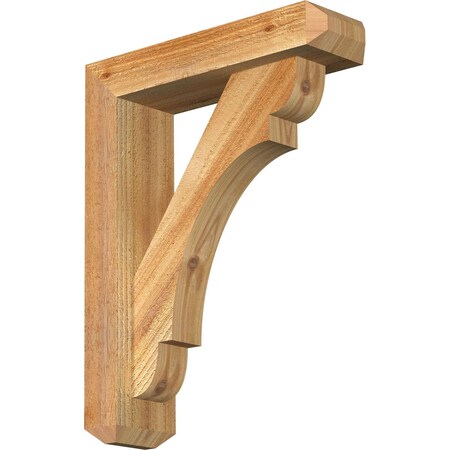 Ekena Millwork Olympic Craftsman Rough Sawn Bracket w/ Offset Brace, Western Red Cedar, 4"W x 14"D x 18"H BKT0402X14X18OLY04RWR